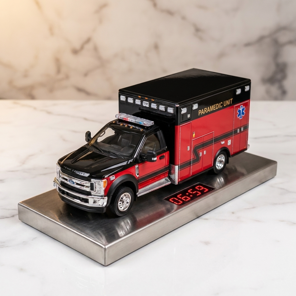 ToneOut Black Red Ambulance Alarm Clock marble
