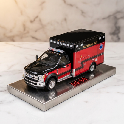 ToneOut Black Red Ambulance Alarm Clock marble