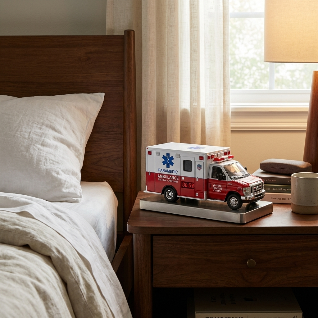 ToneOut Red White Ambulance Alarm Clock detail
