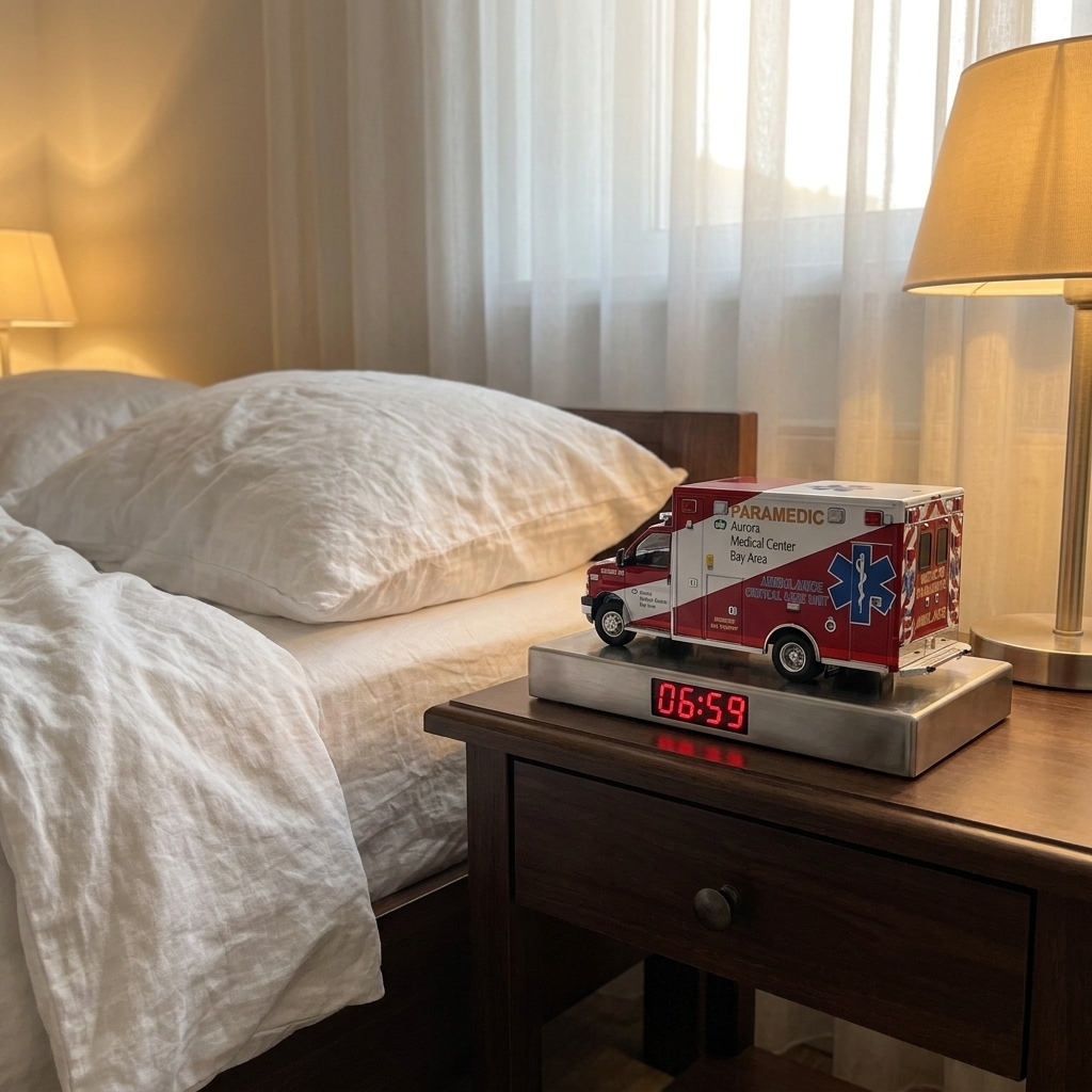ToneOut Red White Ambulance Alarm Clock bedroom lifestyle