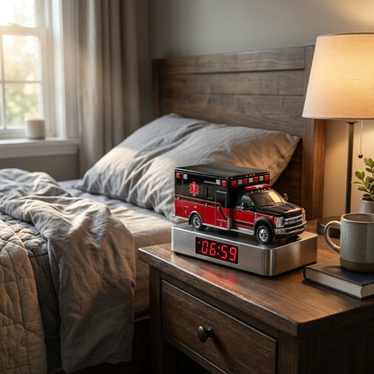 ToneOut Black Red EMS Ambulance Alarm Clock nightstand